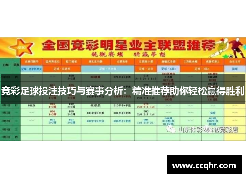 竞彩足球投注技巧与赛事分析：精准推荐助你轻松赢得胜利